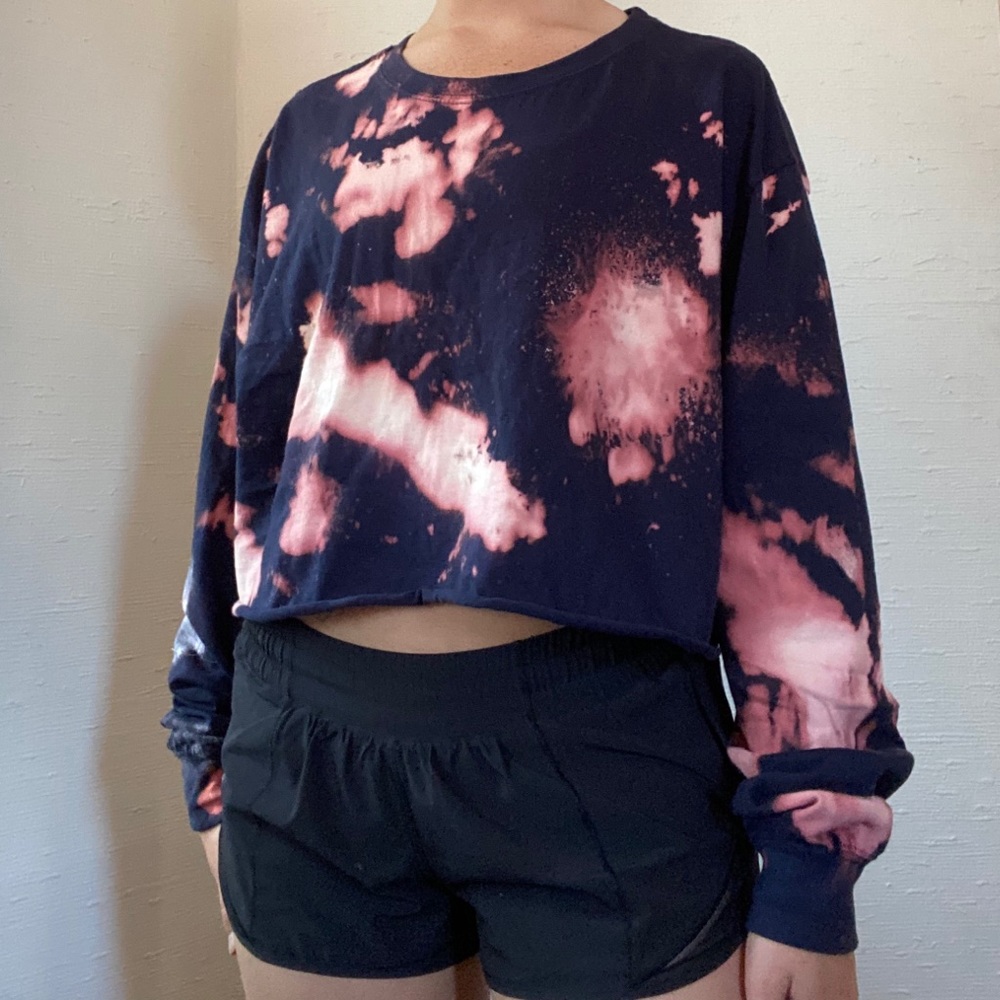 Cropped bleached long sleeve black shirt